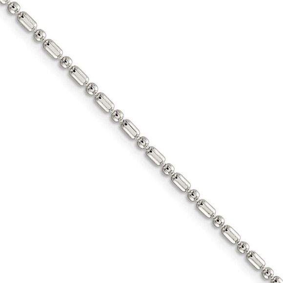 2mm Sterling Silver Fancy Beaded Chain Necklace, 20 Inch - Picture 1 of 8